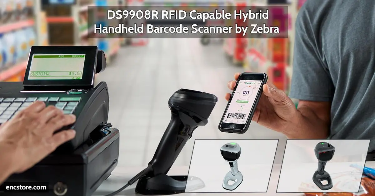 DS9908R RFID Capable Hybrid Handheld Barcode Scanner by Zebra 